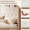 image:imageGiantex Queen Size Lift Up Storage Bed Modern Corduroy Upholstered Platform wWingback Headboard Hydraulic Support Queen Bed Frame with Storage No Box Spring Needed BeigeBeige
