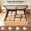 image:imageGiantex Queen Size Lift Up Storage Bed Modern Corduroy Upholstered Platform wWingback Headboard Hydraulic Support Queen Bed Frame with Storage No Box Spring Needed BeigeBeige