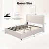 image:imageGiantex Queen Size Lift Up Storage Bed Modern Corduroy Upholstered Platform wWingback Headboard Hydraulic Support Queen Bed Frame with Storage No Box Spring Needed BeigeBeige