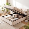image:imageGiantex Queen Size Lift Up Storage Bed Modern Corduroy Upholstered Platform wWingback Headboard Hydraulic Support Queen Bed Frame with Storage No Box Spring Needed BeigeBeige