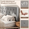 image:imageGiantex Queen Size Lift Up Storage Bed Modern Corduroy Upholstered Platform wWingback Headboard Hydraulic Support Queen Bed Frame with Storage No Box Spring Needed BeigeGrey