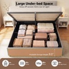 image:imageGiantex Queen Size Lift Up Storage Bed Modern Corduroy Upholstered Platform wWingback Headboard Hydraulic Support Queen Bed Frame with Storage No Box Spring Needed BeigeGrey