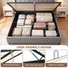 image:imageGiantex Queen Size Lift Up Storage Bed Modern Corduroy Upholstered Platform wWingback Headboard Hydraulic Support Queen Bed Frame with Storage No Box Spring Needed BeigeGrey