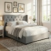 image:imageGiantex Queen Size Lift Up Storage Bed Modern Corduroy Upholstered Platform wWingback Headboard Hydraulic Support Queen Bed Frame with Storage No Box Spring Needed BeigeGrey