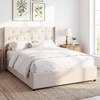 image:imageGiantex Queen Size Lift Up Storage Bed Modern Corduroy Upholstered Platform wWingback Headboard Hydraulic Support Queen Bed Frame with Storage No Box Spring Needed BeigeBeige