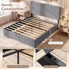 image:imageGiantex Queen Size Lift Up Storage Bed Modern Corduroy Upholstered Platform wWingback Headboard Hydraulic Support Queen Bed Frame with Storage No Box Spring Needed BeigeGrey