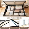 image:imageGiantex Queen Size Lift Up Storage Bed Modern Corduroy Upholstered Platform wWingback Headboard Hydraulic Support Queen Bed Frame with Storage No Box Spring Needed BeigeBeige