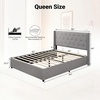 image:imageGiantex Queen Size Lift Up Storage Bed Modern Corduroy Upholstered Platform wWingback Headboard Hydraulic Support Queen Bed Frame with Storage No Box Spring Needed BeigeGrey