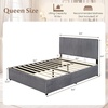 image:imageGiantex Queen Size Lift Up Storage Bed Modern Corduroy Upholstered Platform wWingback Headboard Hydraulic Support Queen Bed Frame with Storage No Box Spring Needed BeigeGrey