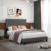 image:imageGiantex Queen Size Platform Bed Frame Box Spring Needed Modern Upholstered Mattress Foundation with Linen Fabric Headboard Solid Wood Legs No Slatted Bed Frame for Adjustable Bed Base Gray