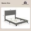 image:imageGiantex Queen Size Platform Bed Frame Box Spring Needed Modern Upholstered Mattress Foundation with Linen Fabric Headboard Solid Wood Legs No Slatted Bed Frame for Adjustable Bed Base Gray
