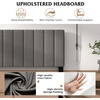 image:imageGiantex Queen Size Platform Bed Frame Box Spring Needed Modern Upholstered Mattress Foundation with Linen Fabric Headboard Solid Wood Legs No Slatted Bed Frame for Adjustable Bed Base Gray