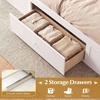 image:imageGiantex Rattan Bed Frame with 2 Storage Drawers Twin Size Boho Platform Beds wHeadboard amp Footboard Wood Mattress Foundation Twin Bed Frames for Kids Adults No Box Spring Needed White TwinWhite