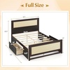 image:imageGiantex Rattan Bed Frame with 2 Storage Drawers Twin Size Boho Platform Beds wHeadboard amp Footboard Wood Mattress Foundation Twin Bed Frames for Kids Adults No Box Spring Needed White TwinEspresso