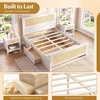 image:imageGiantex Rattan Bed Frame with 2 Storage Drawers Twin Size Boho Platform Beds wHeadboard amp Footboard Wood Mattress Foundation Twin Bed Frames for Kids Adults No Box Spring Needed White TwinWhite
