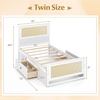 image:imageGiantex Rattan Bed Frame with 2 Storage Drawers Twin Size Boho Platform Beds wHeadboard amp Footboard Wood Mattress Foundation Twin Bed Frames for Kids Adults No Box Spring Needed White TwinWhite