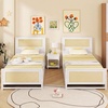 image:imageGiantex Rattan Bed Frame with 2 Storage Drawers Twin Size Boho Platform Beds wHeadboard amp Footboard Wood Mattress Foundation Twin Bed Frames for Kids Adults No Box Spring Needed White TwinWhite