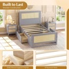 image:imageGiantex Rattan Bed Frame with 2 Storage Drawers Twin Size Boho Platform Beds wHeadboard amp Footboard Wood Mattress Foundation Twin Bed Frames for Kids Adults No Box Spring Needed White TwinGrey