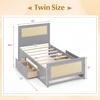 image:imageGiantex Rattan Bed Frame with 2 Storage Drawers Twin Size Boho Platform Beds wHeadboard amp Footboard Wood Mattress Foundation Twin Bed Frames for Kids Adults No Box Spring Needed White TwinGrey