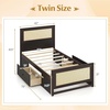 image:imageGiantex Rattan Bed Frame with 2 Storage Drawers Twin Size Boho Platform Beds wHeadboard amp Footboard Wood Mattress Foundation Twin Bed Frames for Kids Adults No Box Spring Needed White TwinEspresso