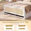 image:imageGiantex Rattan Bed Frame with 2 Storage Drawers Twin Size Boho Platform Beds wHeadboard amp Footboard Wood Mattress Foundation Twin Bed Frames for Kids Adults No Box Spring Needed White TwinWhite