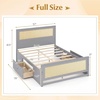 image:imageGiantex Rattan Bed Frame with 2 Storage Drawers Twin Size Boho Platform Beds wHeadboard amp Footboard Wood Mattress Foundation Twin Bed Frames for Kids Adults No Box Spring Needed White TwinGrey