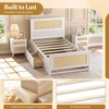 image:imageGiantex Rattan Bed Frame with 2 Storage Drawers Twin Size Boho Platform Beds wHeadboard amp Footboard Wood Mattress Foundation Twin Bed Frames for Kids Adults No Box Spring Needed White TwinWhite