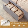 image:imageGiantex Rattan Bed Frame with 2 Storage Drawers Twin Size Boho Platform Beds wHeadboard amp Footboard Wood Mattress Foundation Twin Bed Frames for Kids Adults No Box Spring Needed White TwinGrey