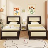 image:imageGiantex Rattan Bed Frame with 2 Storage Drawers Twin Size Boho Platform Beds wHeadboard amp Footboard Wood Mattress Foundation Twin Bed Frames for Kids Adults No Box Spring Needed White TwinEspresso