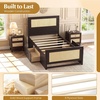 image:imageGiantex Rattan Bed Frame with 2 Storage Drawers Twin Size Boho Platform Beds wHeadboard amp Footboard Wood Mattress Foundation Twin Bed Frames for Kids Adults No Box Spring Needed White TwinEspresso