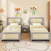 image:imageGiantex Rattan Bed Frame with 2 Storage Drawers Twin Size Boho Platform Beds wHeadboard amp Footboard Wood Mattress Foundation Twin Bed Frames for Kids Adults No Box Spring Needed White TwinGrey