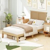 image:imageGiantex Rattan Twin Bed Frames for Kids Boho Platform Bed with Natural Wicker Headboard Solid Wood Foundation amp Support Slats UnderBed Storage Twin Size Bedframe for Adults No Box Spring NeededTwin
