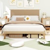 image:imageGiantex Rattan Twin Bed Frames for Kids Boho Platform Bed with Natural Wicker Headboard Solid Wood Foundation amp Support Slats UnderBed Storage Twin Size Bedframe for Adults No Box Spring NeededQueen