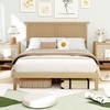 image:imageGiantex Rattan Twin Bed Frames for Kids Boho Platform Bed with Natural Wicker Headboard Solid Wood Foundation amp Support Slats UnderBed Storage Twin Size Bedframe for Adults No Box Spring NeededFull