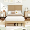 image:imageGiantex Rattan Twin Bed Frames for Kids Boho Platform Bed with Natural Wicker Headboard Solid Wood Foundation amp Support Slats UnderBed Storage Twin Size Bedframe for Adults No Box Spring NeededTwin