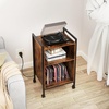 image:imageGiantex Record Player Stand with Charging Station Mobile Turntable Stand with Record Storage amp 4 Rolling Wheels 3Tier Vinyl Record Storage w Open Shelves amp Dividers for Living Room Rustic Brown