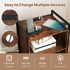 image:imageGiantex Record Player Stand with Charging Station Mobile Turntable Stand with Record Storage amp 4 Rolling Wheels 3Tier Vinyl Record Storage w Open Shelves amp Dividers for Living Room Rustic Brown