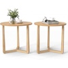 image:imageGiantex Round Side Table Set of 2 Sofa Couch End Table wWood Legs Farmhouse Circle Nightstand for Small Spaces Compact Accent Bedside Night Stand for Living Room Bedroom Easy Assembly NaturalNatural