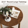 image:imageGiantex Round Side Table Set of 2 Sofa Couch End Table wWood Legs Farmhouse Circle Nightstand for Small Spaces Compact Accent Bedside Night Stand for Living Room Bedroom Easy Assembly NaturalWalnut