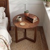 image:imageGiantex Round Side Table Set of 2 Sofa Couch End Table wWood Legs Farmhouse Circle Nightstand for Small Spaces Compact Accent Bedside Night Stand for Living Room Bedroom Easy Assembly NaturalWalnut