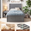 image:imageGiantex Twin Bed Frames for Kids with Storage Drawers Wood Platform Bed with Headboard Solid Mattress Foundation wWooden Slat Support amp Enclosed Base No Box Spring Needed White TwinGrey
