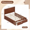 image:imageGiantex Twin Bed Frames for Kids with Storage Drawers Wood Platform Bed with Headboard Solid Mattress Foundation wWooden Slat Support amp Enclosed Base No Box Spring Needed White TwinWalnut