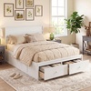 image:imageGiantex Twin Bed Frames for Kids with Storage Drawers Wood Platform Bed with Headboard Solid Mattress Foundation wWooden Slat Support amp Enclosed Base No Box Spring Needed White TwinWhite