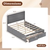 image:imageGiantex Twin Bed Frames for Kids with Storage Drawers Wood Platform Bed with Headboard Solid Mattress Foundation wWooden Slat Support amp Enclosed Base No Box Spring Needed White TwinGrey