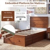 image:imageGiantex Twin Bed Frames for Kids with Storage Drawers Wood Platform Bed with Headboard Solid Mattress Foundation wWooden Slat Support amp Enclosed Base No Box Spring Needed White TwinWalnut