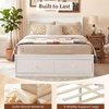 image:imageGiantex Twin Bed Frames for Kids with Storage Drawers Wood Platform Bed with Headboard Solid Mattress Foundation wWooden Slat Support amp Enclosed Base No Box Spring Needed White TwinWhite