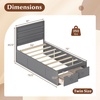 image:imageGiantex Twin Bed Frames for Kids with Storage Drawers Wood Platform Bed with Headboard Solid Mattress Foundation wWooden Slat Support amp Enclosed Base No Box Spring Needed White TwinGrey