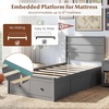 image:imageGiantex Twin Bed Frames for Kids with Storage Drawers Wood Platform Bed with Headboard Solid Mattress Foundation wWooden Slat Support amp Enclosed Base No Box Spring Needed White TwinGrey