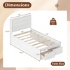 image:imageGiantex Twin Bed Frames for Kids with Storage Drawers Wood Platform Bed with Headboard Solid Mattress Foundation wWooden Slat Support amp Enclosed Base No Box Spring Needed White TwinWhite