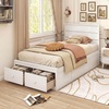 image:imageGiantex Twin Bed Frames for Kids with Storage Drawers Wood Platform Bed with Headboard Solid Mattress Foundation wWooden Slat Support amp Enclosed Base No Box Spring Needed White TwinWhite